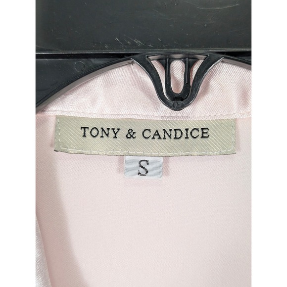 S Tony & Candice Pajama‎ Set Pink Satin Long Sleeve Sleepwear Loungewear - Picture 3 of 8